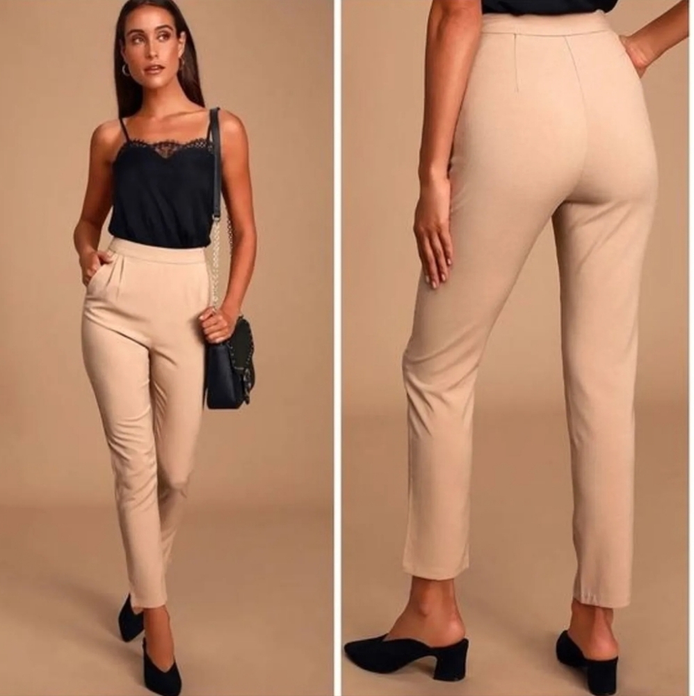 NWT 🆕️ Womens Lulu's Kick it Beige High Waisted Dress Pants sz S